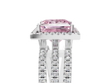 White gold Fancy Pink Princess  Cut Halo Diamond Engagement Ring with Split Shank and Four-Prong Setting_5