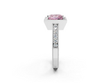 White gold Fancy Pink Princess  Cut Halo Diamond Pave Band Ring with Four-Prong Setting_2