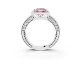 White gold Fancy Pink Princess  Cut Halo Diamond Pave Band Ring with Four-Prong Setting_3