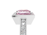 White gold Fancy Pink Princess  Cut Halo Diamond Pave Band Ring with Four-Prong Setting_5