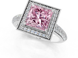 White gold Fancy Pink Princess  Cut Halo Diamond Pave Band with Four-Prong Setting_1