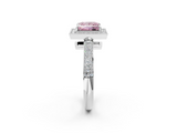 White gold Fancy Pink Princess  Cut Halo Diamond Pave Band with Four-Prong Setting_2