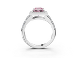 White gold Fancy Pink Princess  Cut Halo Diamond Pave Band with Four-Prong Setting_3