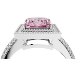 White gold Fancy Pink Princess  Cut Halo Diamond Pave Band with Four-Prong Setting_4