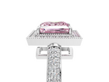 White gold Fancy Pink Princess  Cut Halo Diamond Pave Band with Four-Prong Setting_5