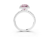 White gold Fancy Pink Princess Cut Halo Diamond Pave Band with Prong Setting_3
