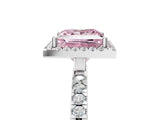 White gold Fancy Pink Princess Cut Halo Diamond Pave Band with Prong Setting_5