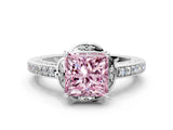 White gold Fancy Pink Princess  Cut Halo Diamond Ring with Channel Set Band and Four-Prong Setting_29