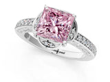 White gold Fancy Pink Princess  Cut Halo Diamond Ring with Channel Set Band and Four-Prong Setting_30