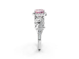White gold Fancy Pink Princess Cut Halo Diamond Ring with Milgrain and Bezel Accents on a Split Shank Band_8