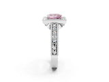 White gold Fancy Pink Princess  Cut Halo Diamond Ring with Pavé Band and Four-Prong Setting_26