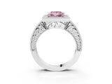 White gold Fancy Pink Princess  Cut Halo Diamond Ring with Pavé Band and Four-Prong Setting_36