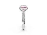 White gold Fancy Pink Princess Cut Halo Diamond Ring with Pavé Band_38