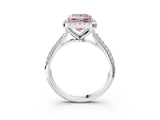 White gold Fancy Pink Princess Cut Halo Diamond Ring with Pavé Band_39