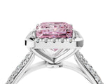 White gold Fancy Pink Princess Cut Halo Diamond Ring with Pavé Band_40