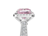 White gold Fancy Pink Princess Cut Halo Diamond Ring with Pavé Band_41