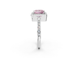 White gold Fancy Pink Princess  Cut Halo Diamond Ring with Pave Band and Four-Prong Setting_2
