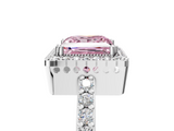 White gold Fancy Pink Princess  Cut Halo Diamond Ring with Pave Band and Four-Prong Setting_5
