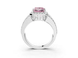 White gold Fancy Pink Princess Cut Halo Diamond Ring with Round  Split Shank and Prong Setting_61