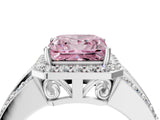 White gold Fancy Pink Princess Cut Halo Diamond Ring with Round  Split Shank and Prong Setting_62