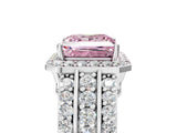 White gold Fancy Pink Princess Cut Halo Diamond Ring with Round  Split Shank and Prong Setting_63