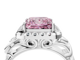 White gold Fancy Pink Princess  Cut Halo Diamond Ring with Scrollwork Band and Four-Prong Setting_4