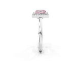 White gold Fancy Pink Princess Cut Halo Diamond Ring with Solitaire Band and Prong Setting_2