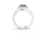 White gold Fancy Pink Princess Cut Halo Diamond Ring with Solitaire Band and Prong Setting_3