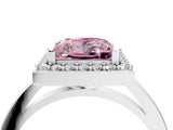 White gold Fancy Pink Princess Cut Halo Diamond Ring with Solitaire Band and Prong Setting_4