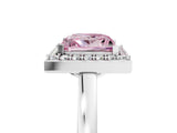 White gold Fancy Pink Princess Cut Halo Diamond Ring with Solitaire Band and Prong Setting_5