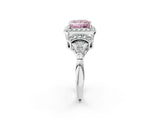 White gold Fancy Pink Princess Cut Halo Diamond Split Shank Engagement Ring with Four-Prong Setting_2