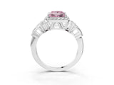 White gold Fancy Pink Princess Cut Halo Diamond Split Shank Engagement Ring with Four-Prong Setting_3