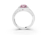 White gold Fancy Pink Princess Cut Halo Diamond Split Shank Ring with Prong Setting_3