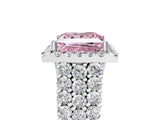 White gold Fancy Pink Princess Cut Halo Pavé Diamond Engagement Ring with Split Shank and Four-Prong Setting_8