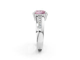 White gold Fancy Pink Princess  Cut Halo Pave Band Four-Prong Ring_31