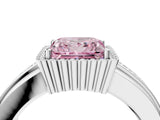 White gold Fancy Pink Princess  Cut Halo Pave Band Four-Prong Ring_33