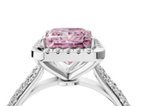 White gold Fancy Pink Princess  Cut Halo Pave Band Four-Prong Setting Ring_4