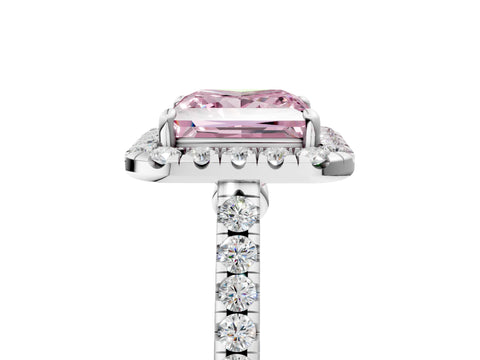White gold Fancy Pink Princess Cut Halo Pave Diamond Engagement Ring with Four-Prong Setting_5