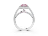 White gold Fancy Pink Princess  Cut Halo Pave Split Shank Prong Setting Ring_47