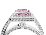 White gold Fancy Pink Princess  Cut Halo Pave Split Shank Prong Setting Ring_48