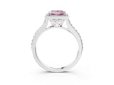 White gold Fancy Pink Princess Cut Halo Round Diamond Pavé Band with Four-Prong Setting_36
