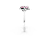 White gold Fancy Pink Princess Cut Halo Round Diamond Solitaire Engagement Ring with Pave Band and Four-Prong Setting_26