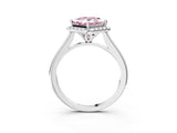 White gold Fancy Pink Princess Cut Halo Round Diamond Solitaire Engagement Ring with Pave Band and Four-Prong Setting_27