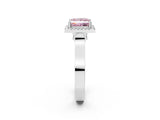 White gold Fancy Pink Princess Cut Halo Round Diamond Twist Band with Four-Prong Setting_26