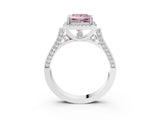 White gold Fancy Pink Princess Cut Halo Round Diamond Twist Band with Four-Prong Setting_27