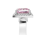 White gold Fancy Pink Princess Cut Halo Round Diamond Twist Band with Four-Prong Setting_29