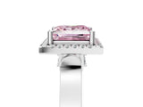 White gold Fancy Pink Princess Cut Halo Round Diamond Twist Band with Four-Prong Setting_5