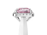 White gold Fancy Pink Princess  Cut Halo Solitaire Engagement Ring with Square Band and Four-Prong Setting_118