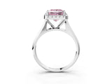 White gold Fancy Pink Princess  Cut Halo Solitaire Engagement Ring with Square Band and Four-Prong Setting_123