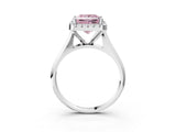 White gold Fancy Pink Princess  Cut Halo Solitaire Engagement Ring with Square Band and Four-Prong Setting_15